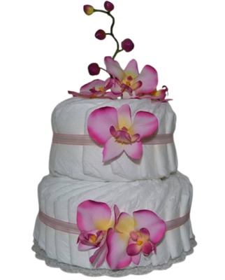 Flower theme Diaper Cake, Flower Diaper Cake, Girl Diaper Cake, Pink Diaper Cake, Flower baby shower Centerpiece, New mom Gift - image1